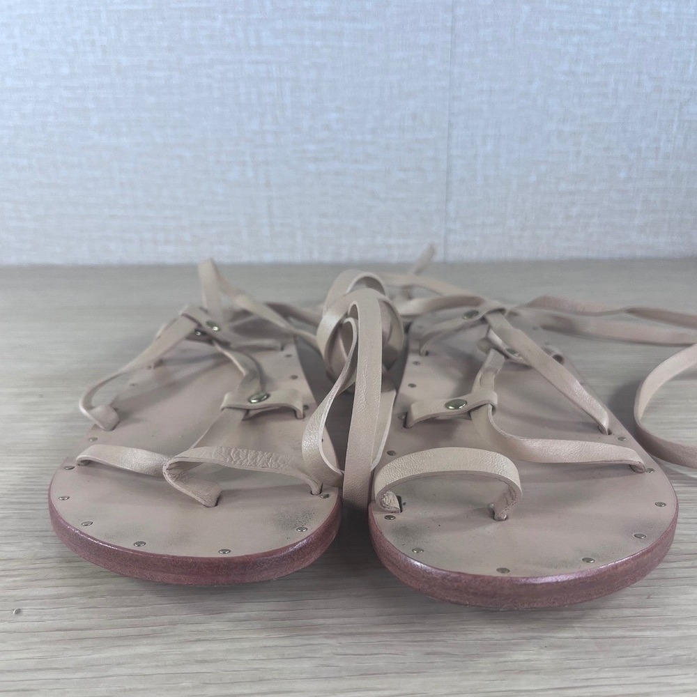 Beek Finch Tan Leather Wrap Gladiator Sandals Toe Loop Nude Womens8 Hecho A Mano View 2